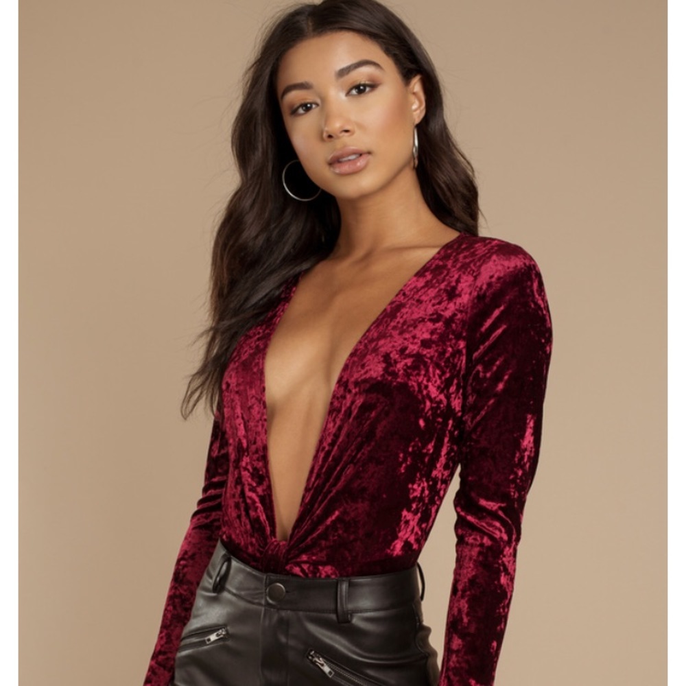 Toni - wine color - Knot Yours Velvet Bodysuit